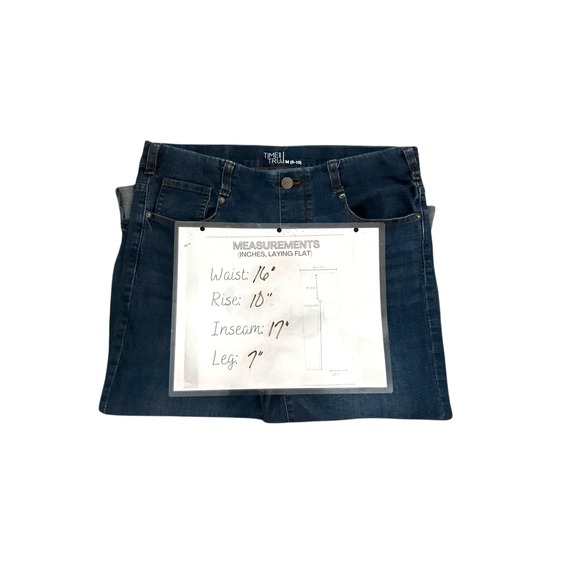 Time and‎ Tru Womens Capris Blue Denim Jeans Size M 8 10 Cuffed Cropped Casual - Picture 7 of 7